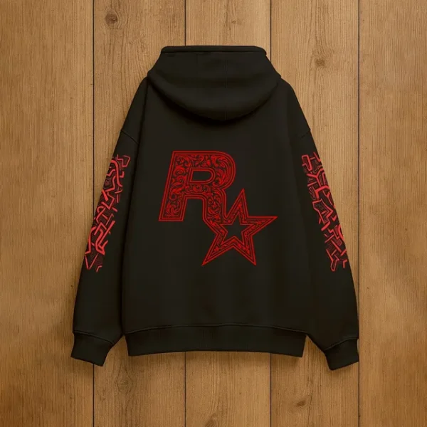 R Star Black Streetwear Hoodie for Men | BWARE™