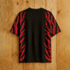 BWARE black oversized t-shirt with red flame side design