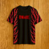 BWARE black oversized t-shirt with red flame side design