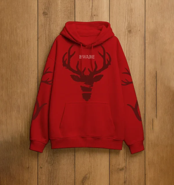 BWARE Red Deer Spirit Hoodie – Premium Streetwear Pullover