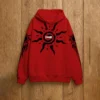 BWARE red tribal sun cross hoodie front view